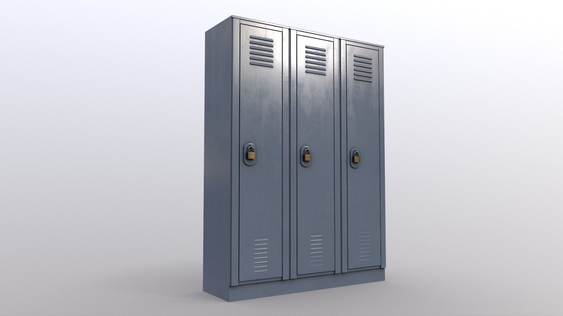 PBR School Gym Locker 01 - Grey Low-poly 3D model_8