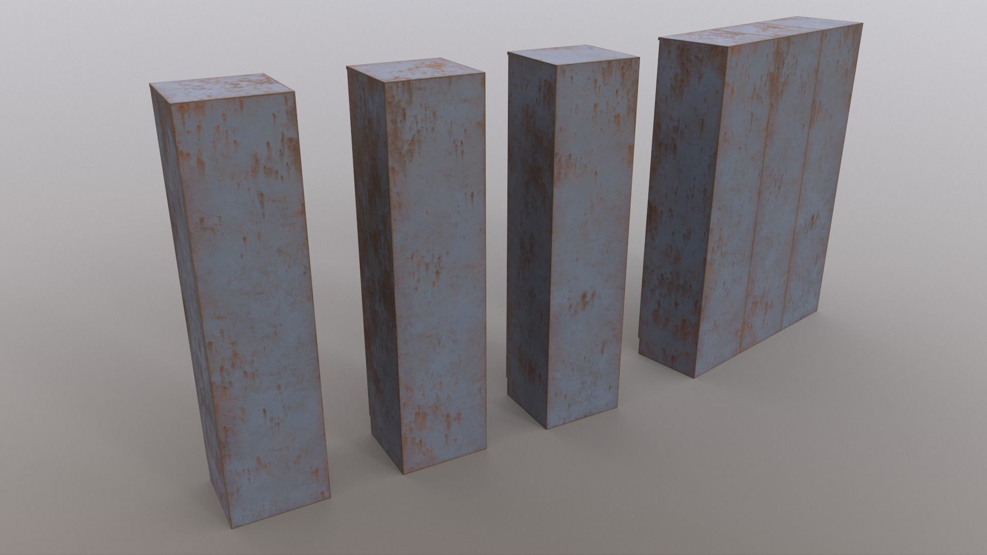 PBR School Gym Locker 01 - Grey Low-poly 3D model_17