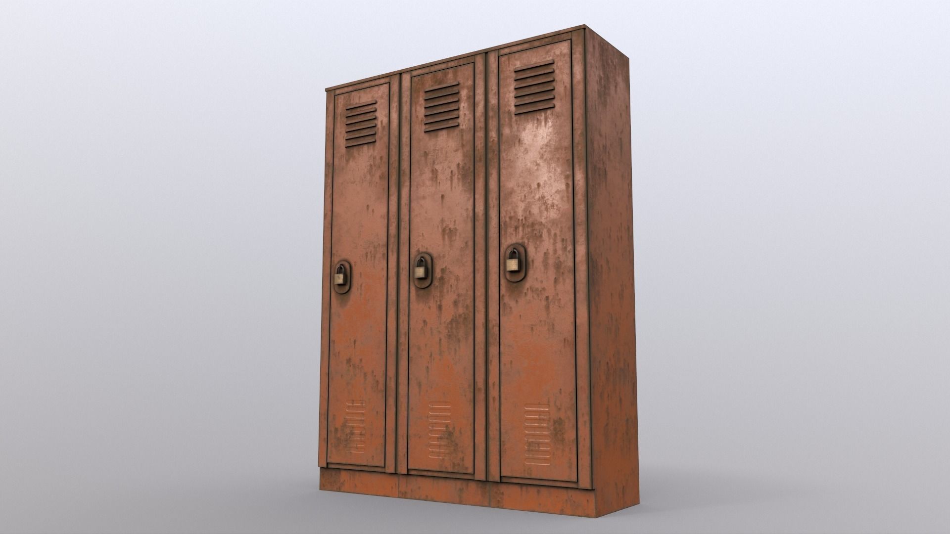 PBR School Gym Locker 01 - Orange Low-poly 3D model_13