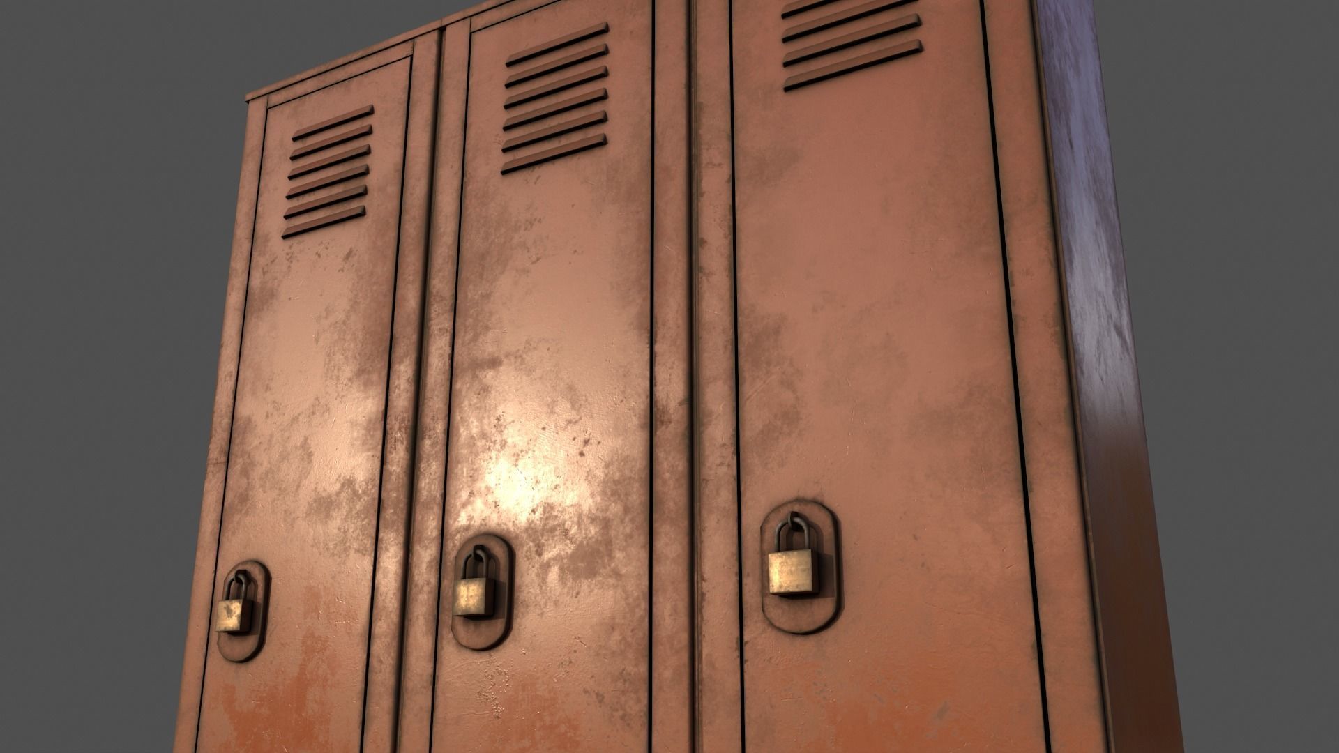 PBR School Gym Locker 01 - Orange Low-poly 3D model_22