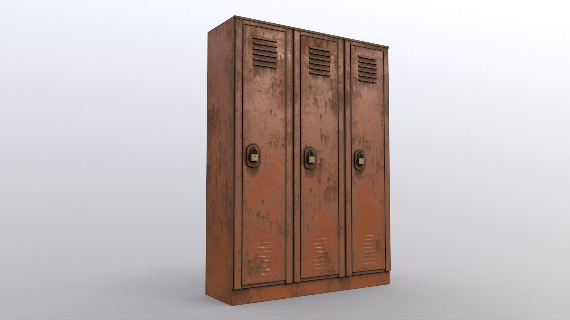 PBR School Gym Locker 01 - Orange Low-poly 3D model_10