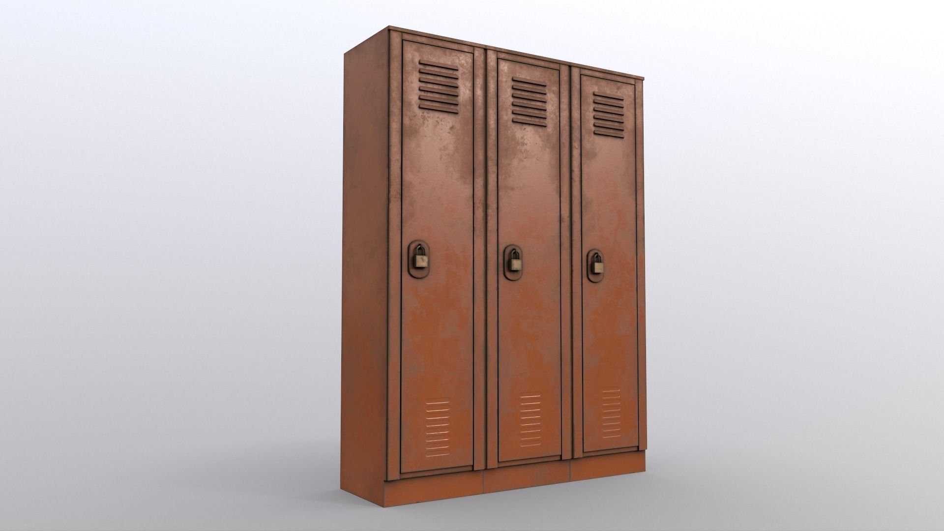 PBR School Gym Locker 01 - Orange Low-poly 3D model_9