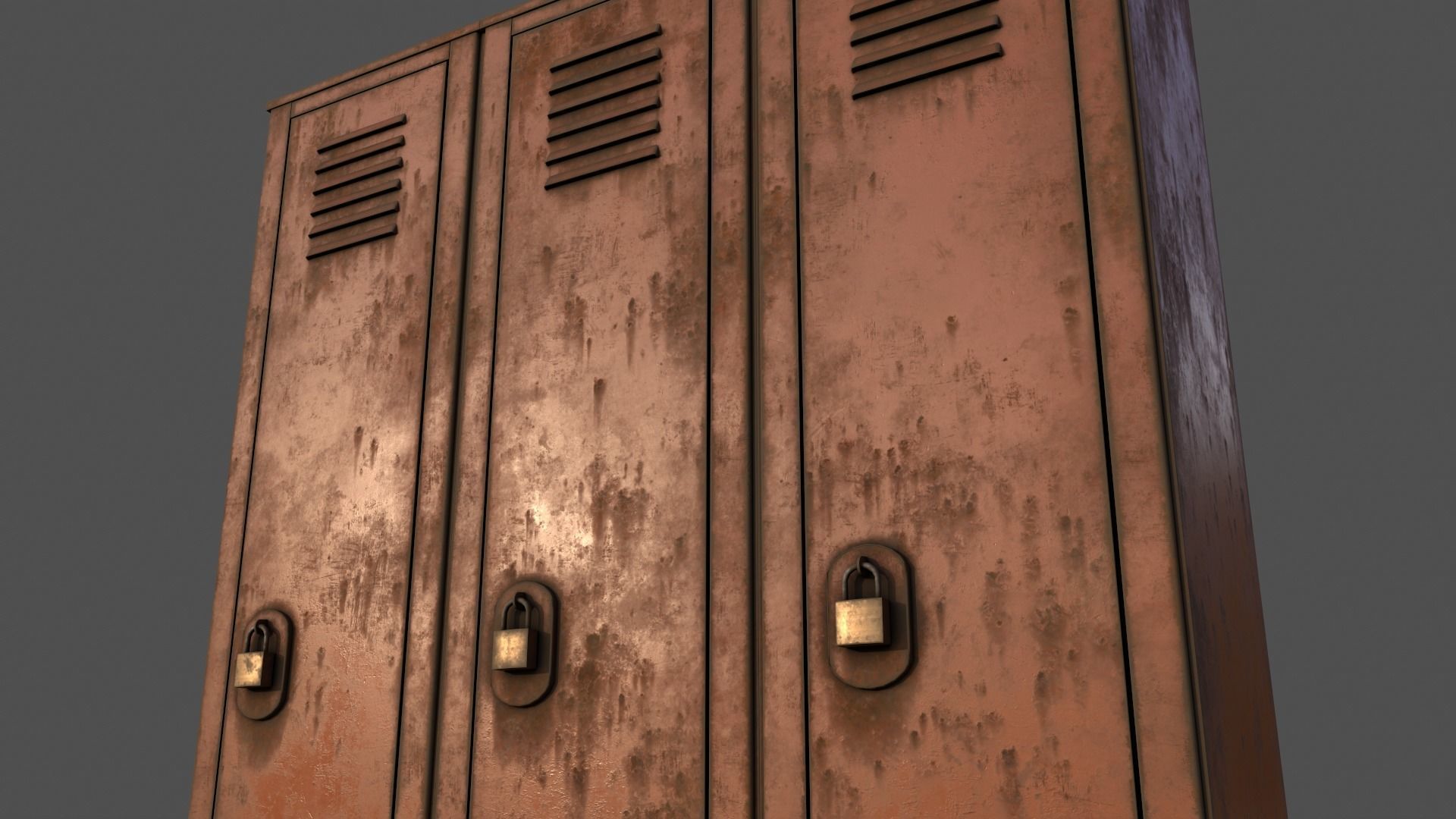 PBR School Gym Locker 01 - Orange Low-poly 3D model_23