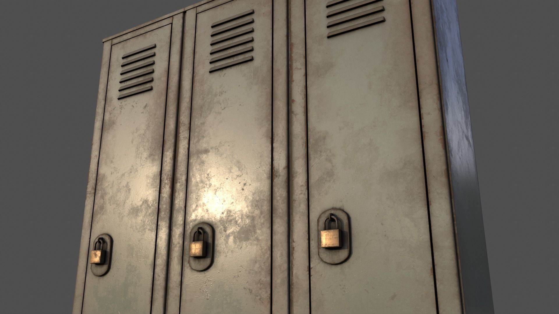 PBR School Gym Locker 01 - Pale Green Low-poly 3D model_22