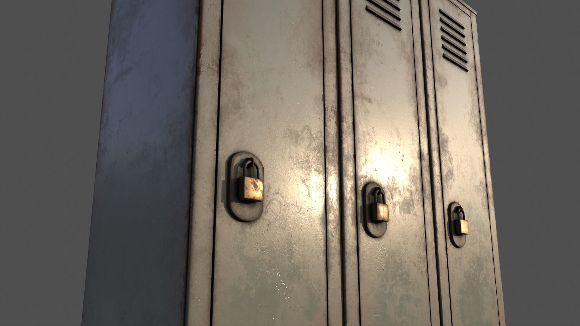 PBR School Gym Locker 01 - Pale Green Low-poly 3D model_19