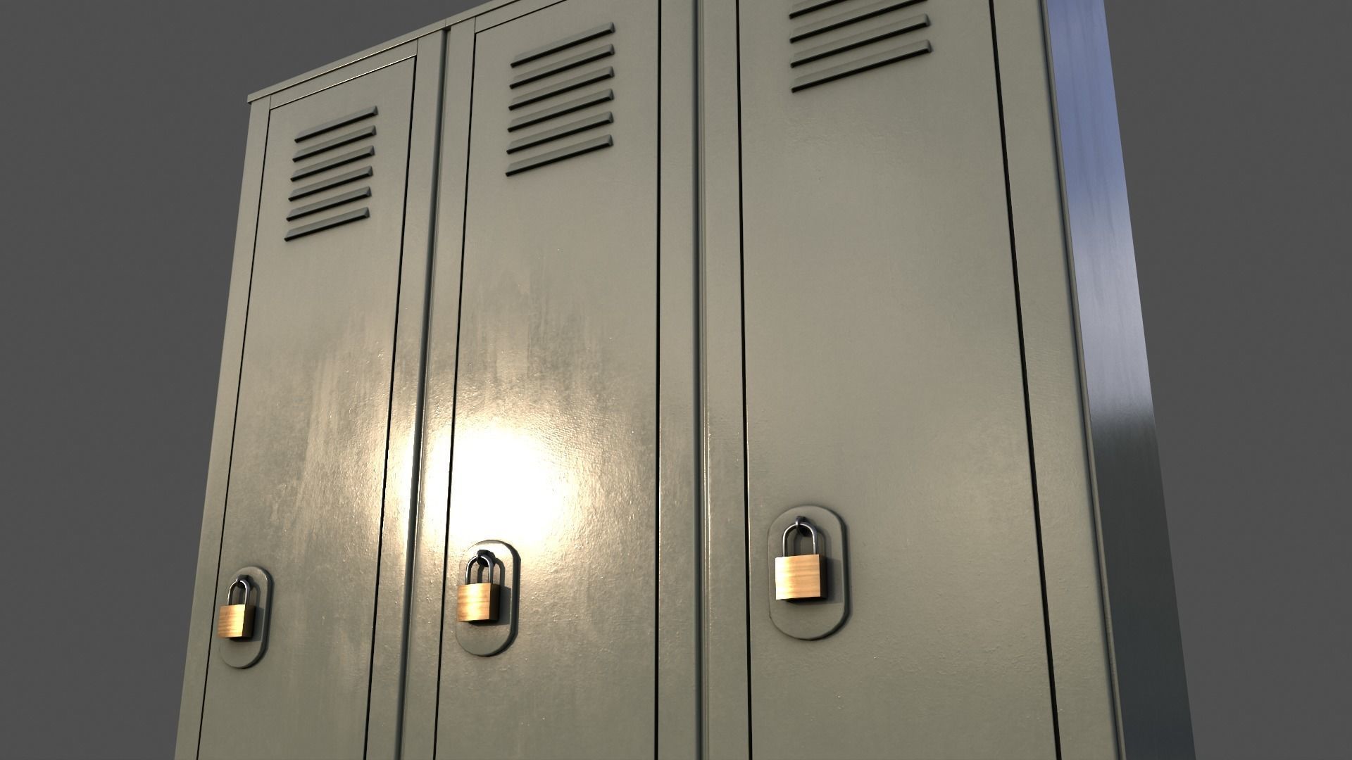 PBR School Gym Locker 01 - Pale Green Low-poly 3D model_21
