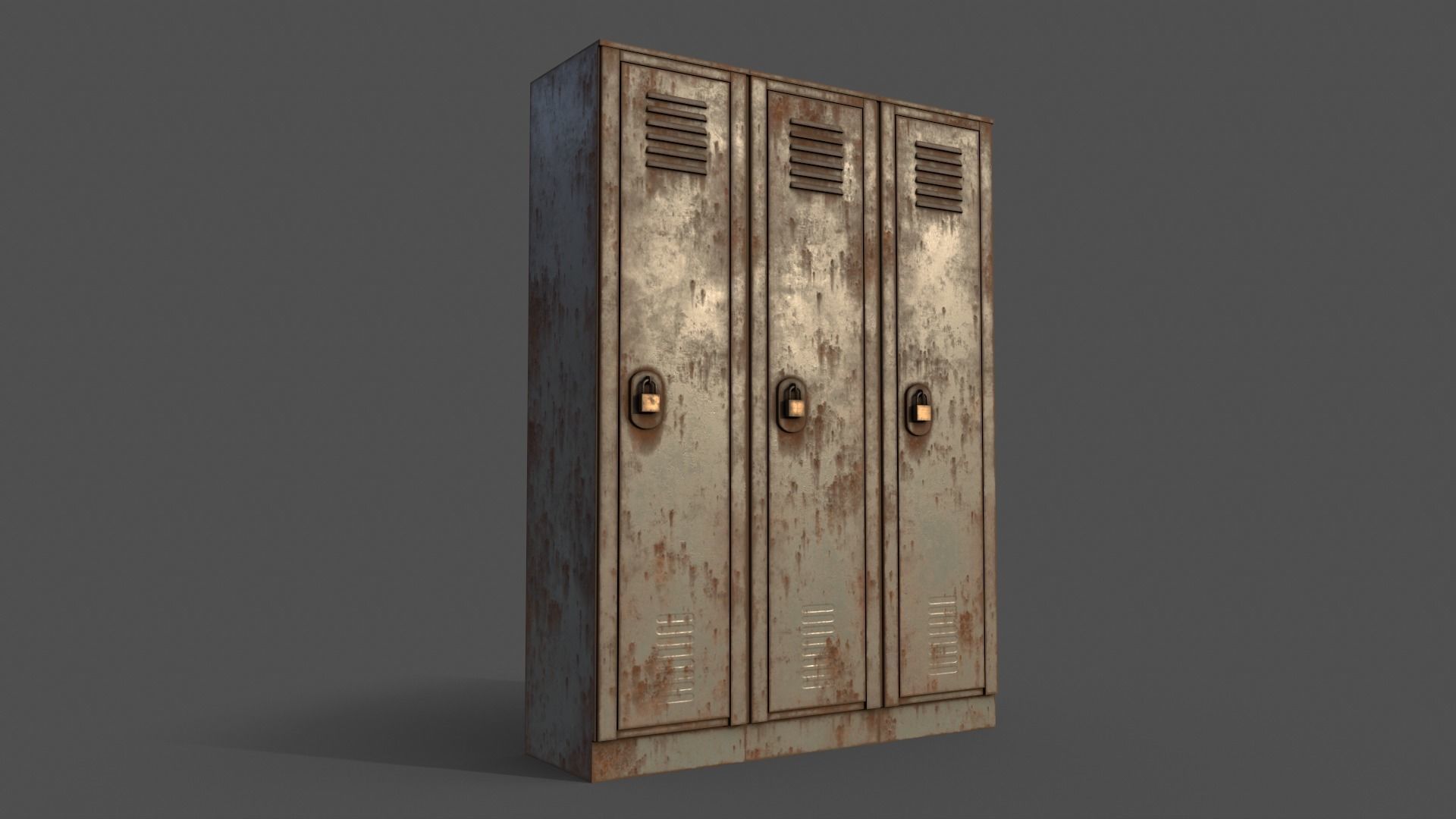 PBR School Gym Locker 01 - Pale Green Low-poly 3D model_7