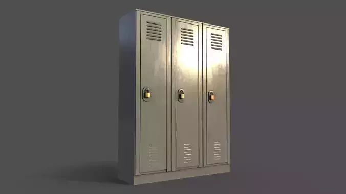PBR School Gym Locker 01 - Pale Green Low-poly 3D model