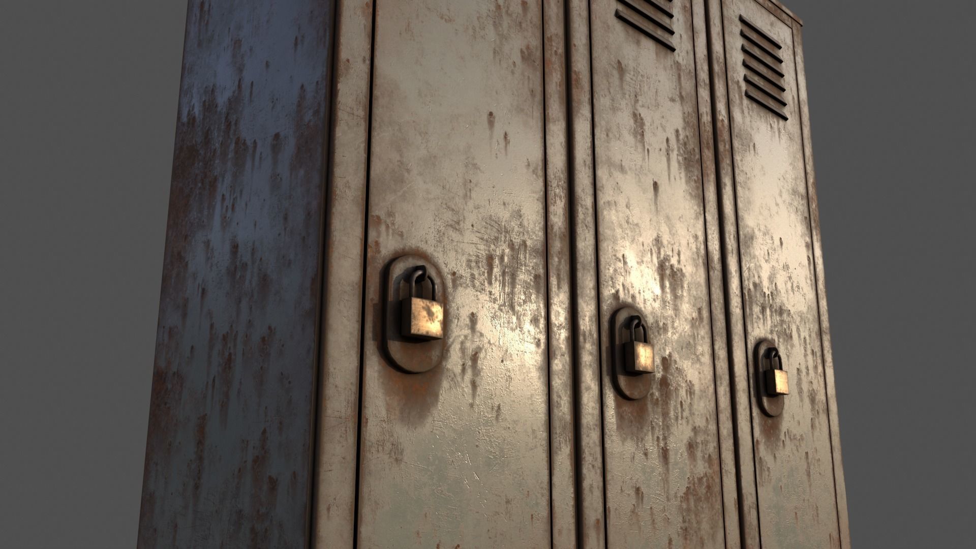 PBR School Gym Locker 01 - Pale Green Low-poly 3D model_20
