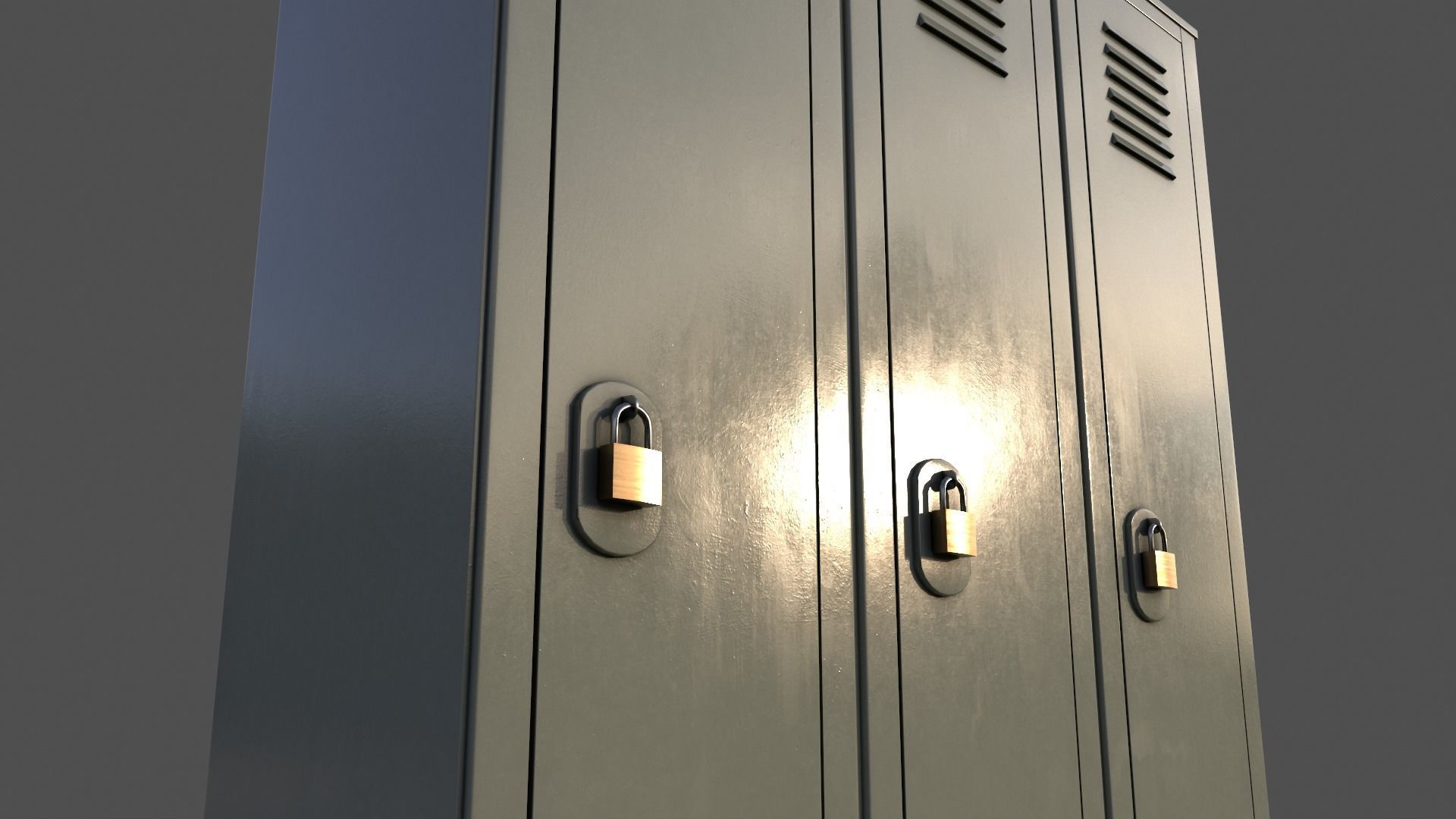 PBR School Gym Locker 01 - Pale Green Low-poly 3D model_18