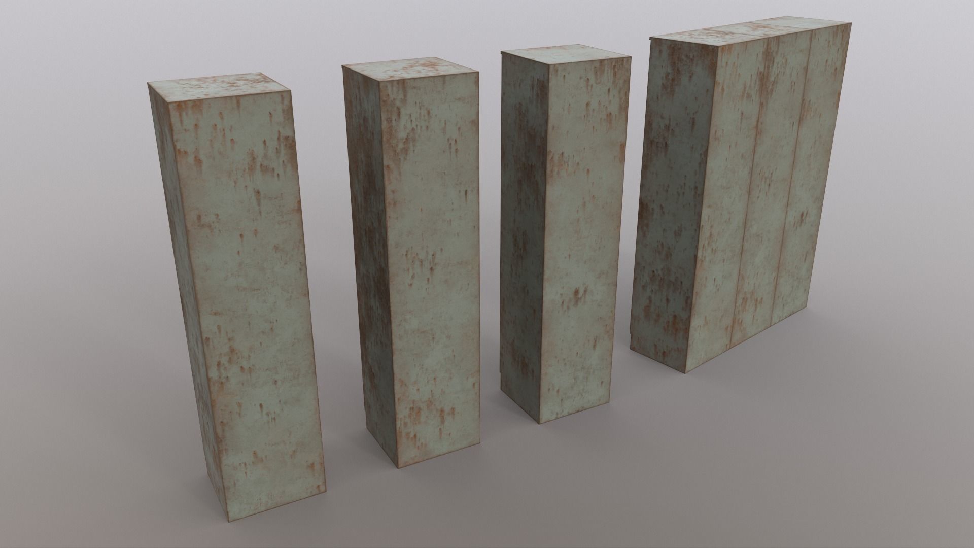 PBR School Gym Locker 01 - Pale Green Low-poly 3D model_17