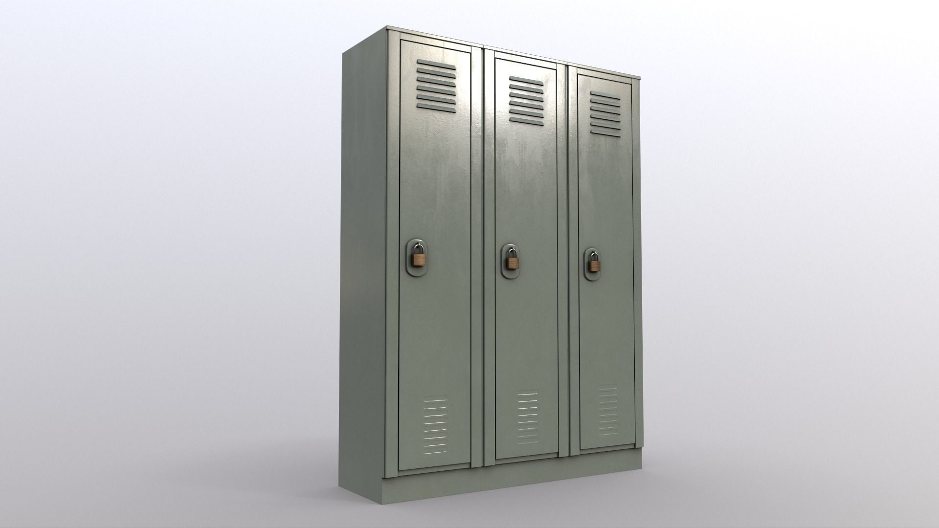 PBR School Gym Locker 01 - Pale Green Low-poly 3D model_8