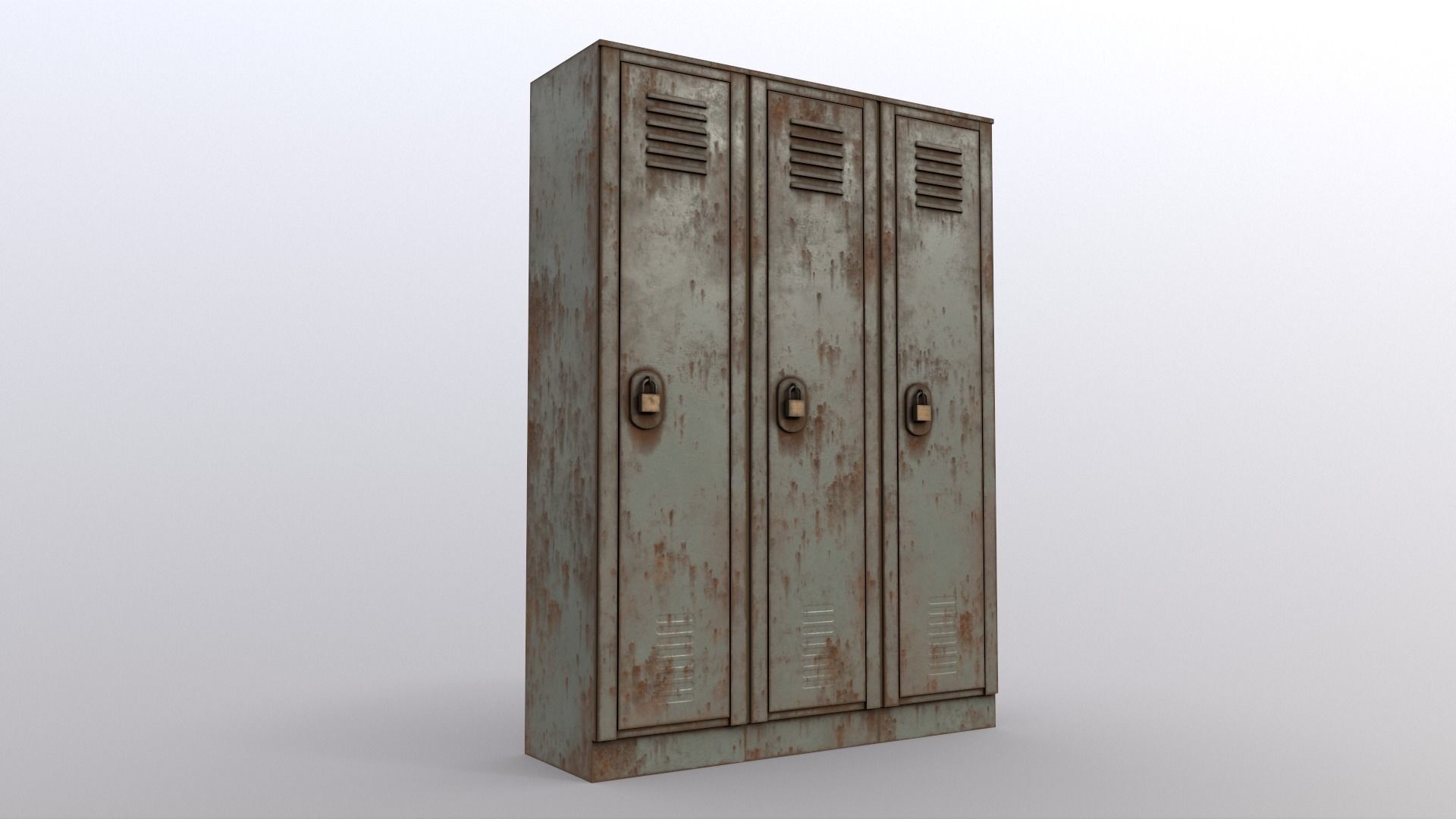 PBR School Gym Locker 01 - Pale Green Low-poly 3D model_10