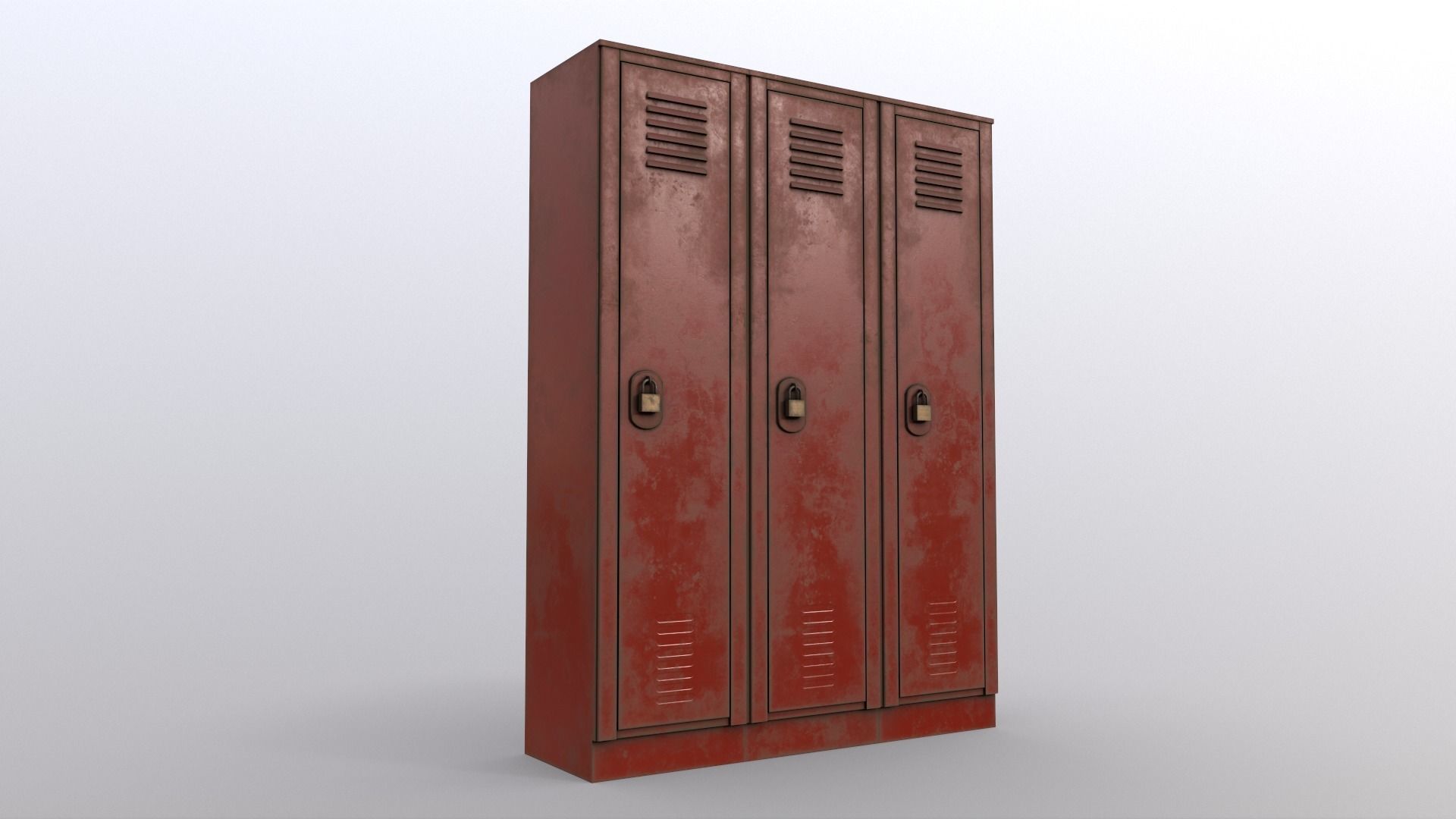 PBR School Gym Locker 01 - Red Low-poly 3D model_9