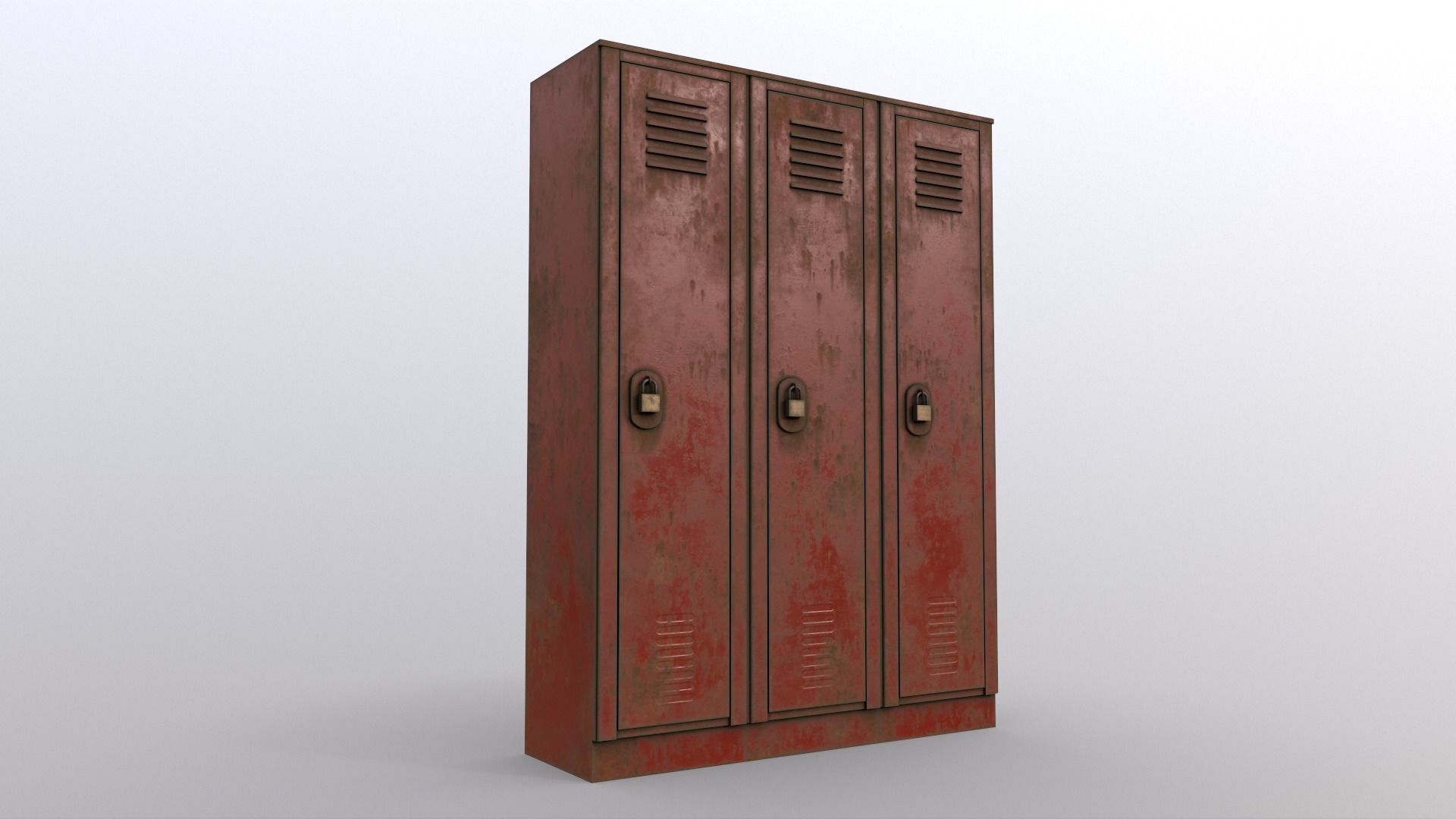 PBR School Gym Locker 01 - Red Low-poly 3D model_10