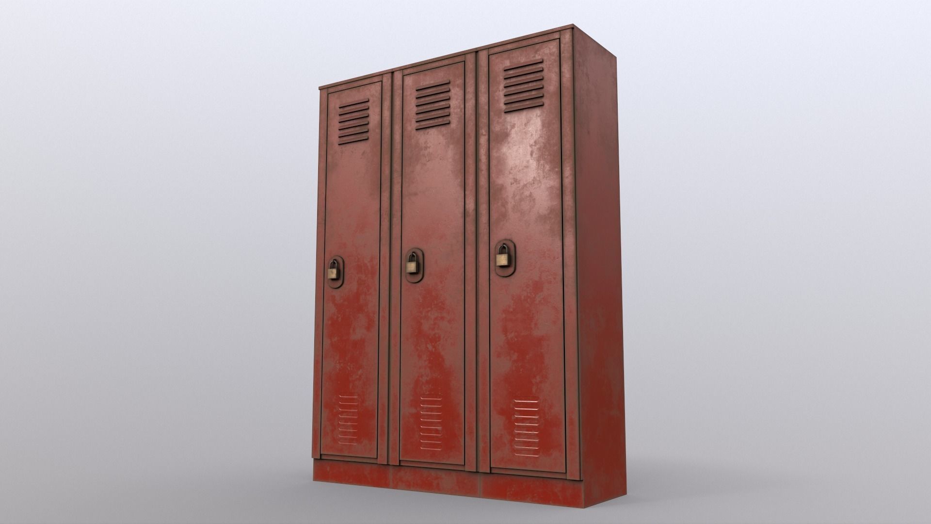 PBR School Gym Locker 01 - Red Low-poly 3D model_12