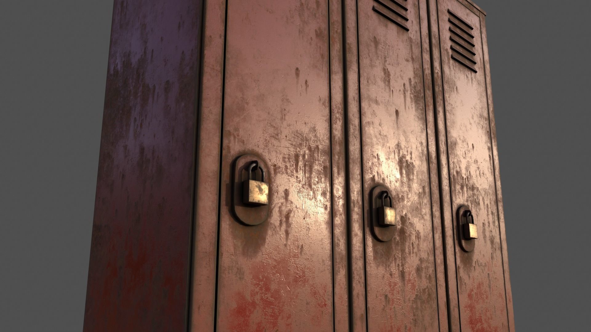 PBR School Gym Locker 01 - Red Low-poly 3D model_20
