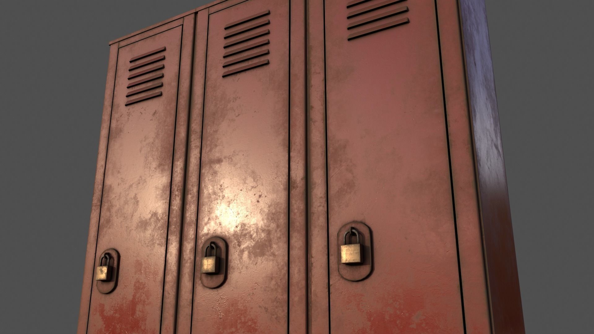 PBR School Gym Locker 01 - Red Low-poly 3D model_22
