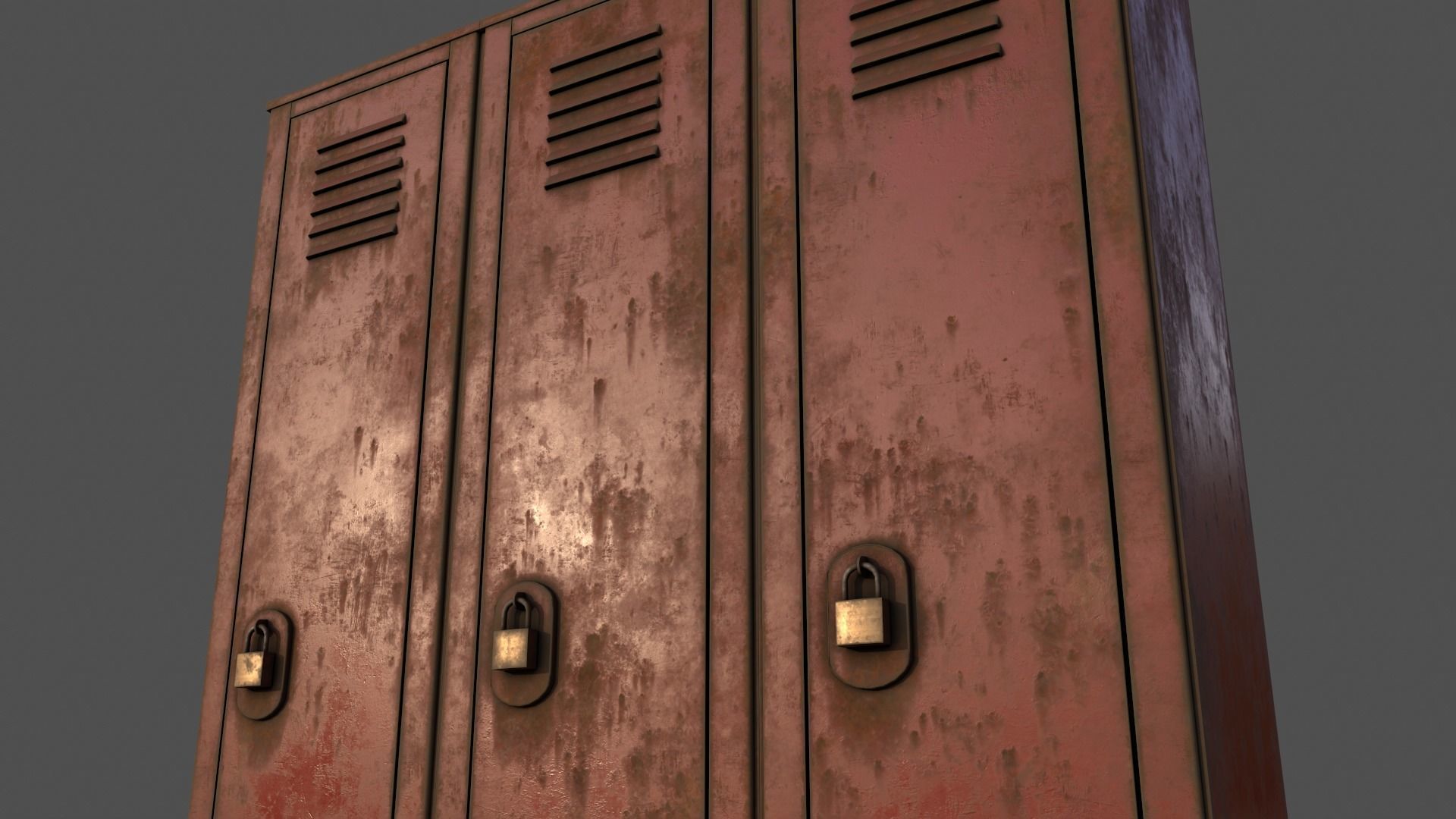 PBR School Gym Locker 01 - Red Low-poly 3D model_23