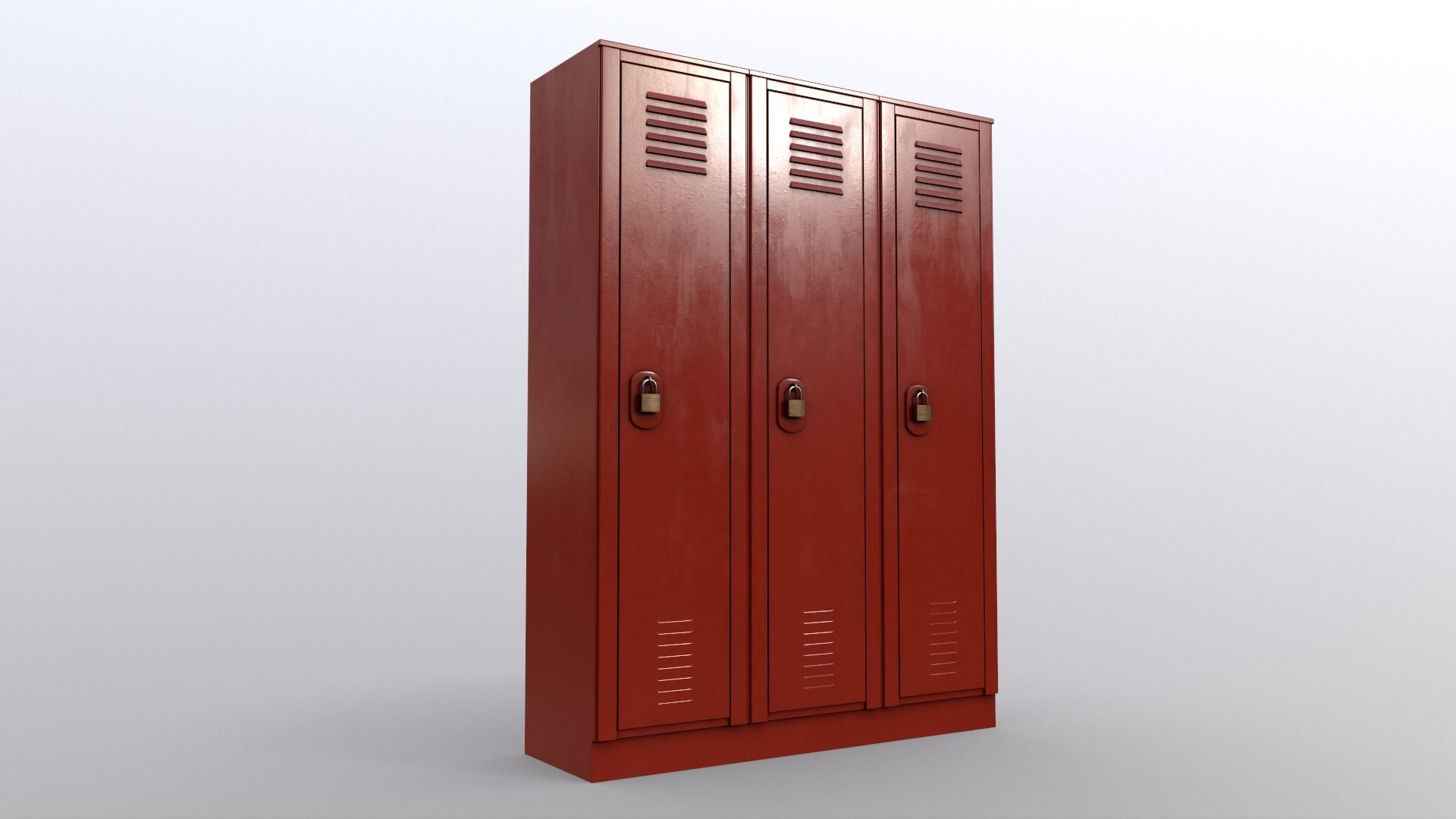 PBR School Gym Locker 01 - Red Low-poly 3D model_8
