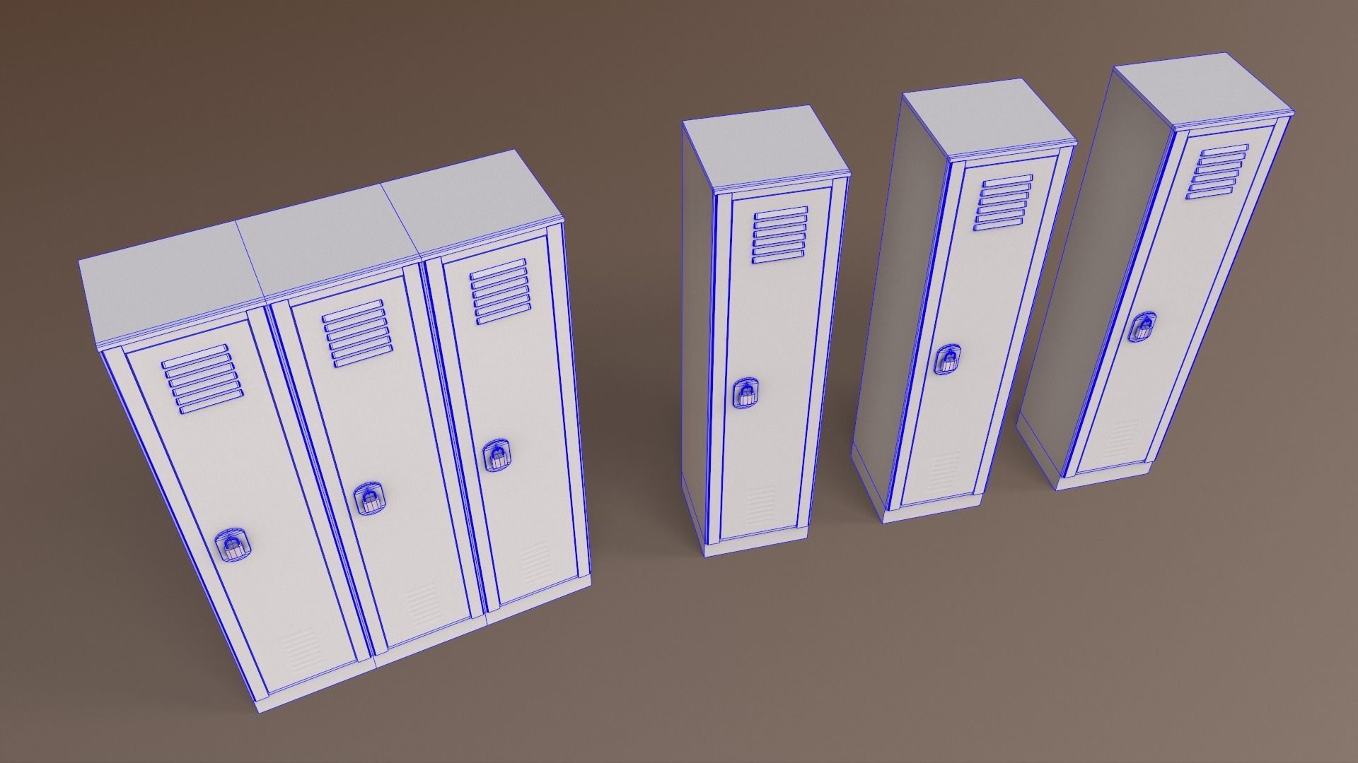 PBR School Gym Locker 01 - White Low-poly 3D model_30