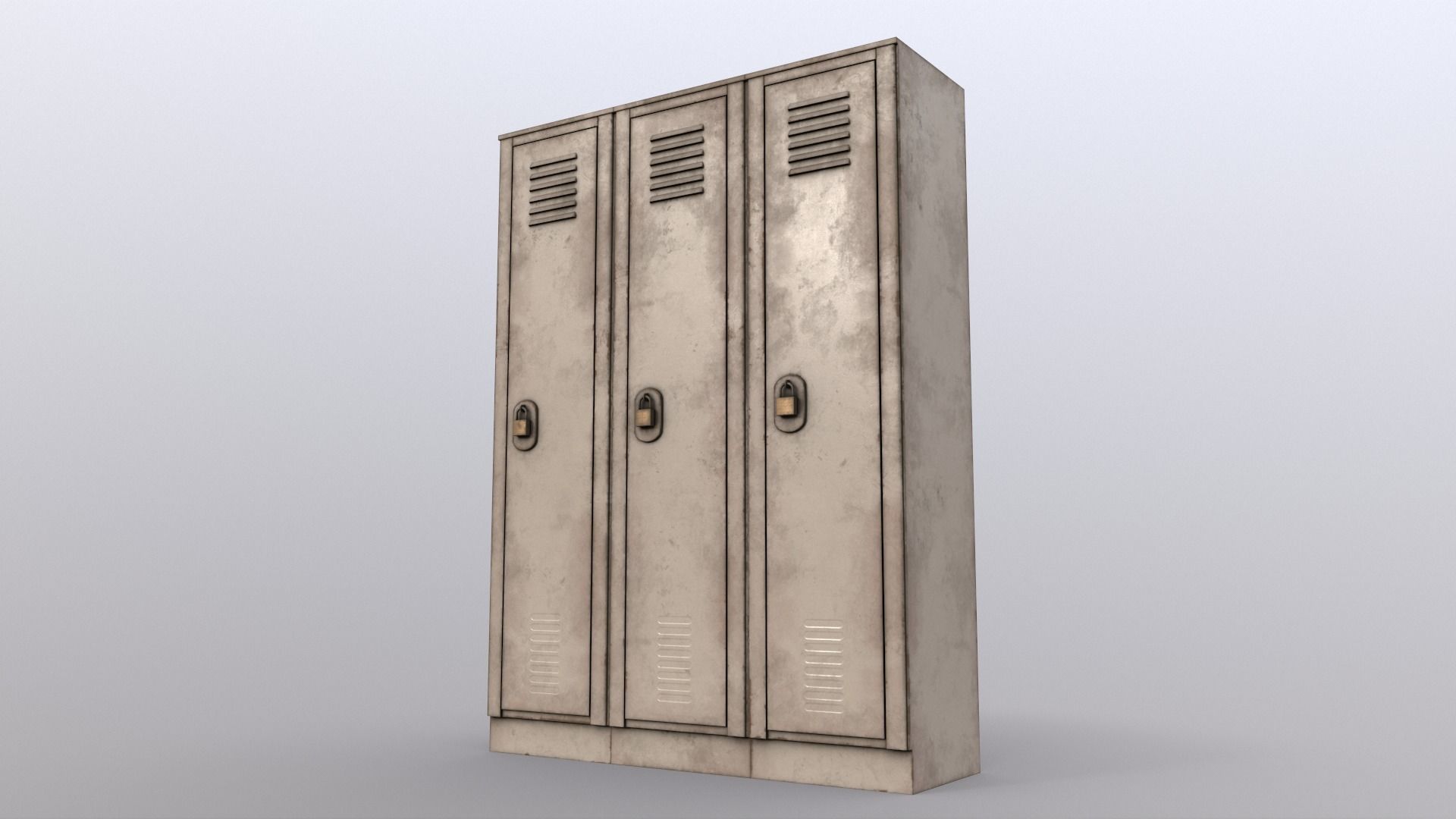 PBR School Gym Locker 01 - White Low-poly 3D model_12