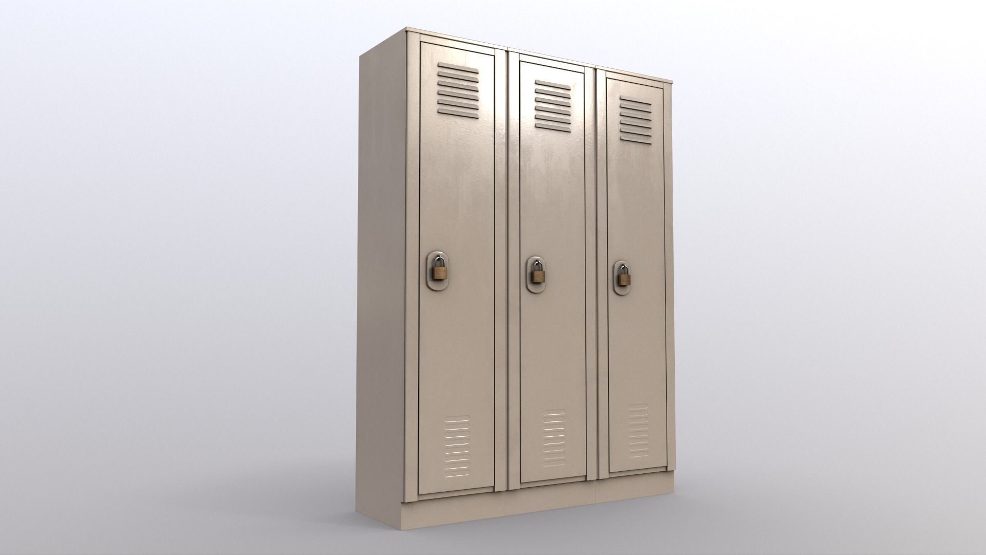 PBR School Gym Locker 01 - White Low-poly 3D model_8