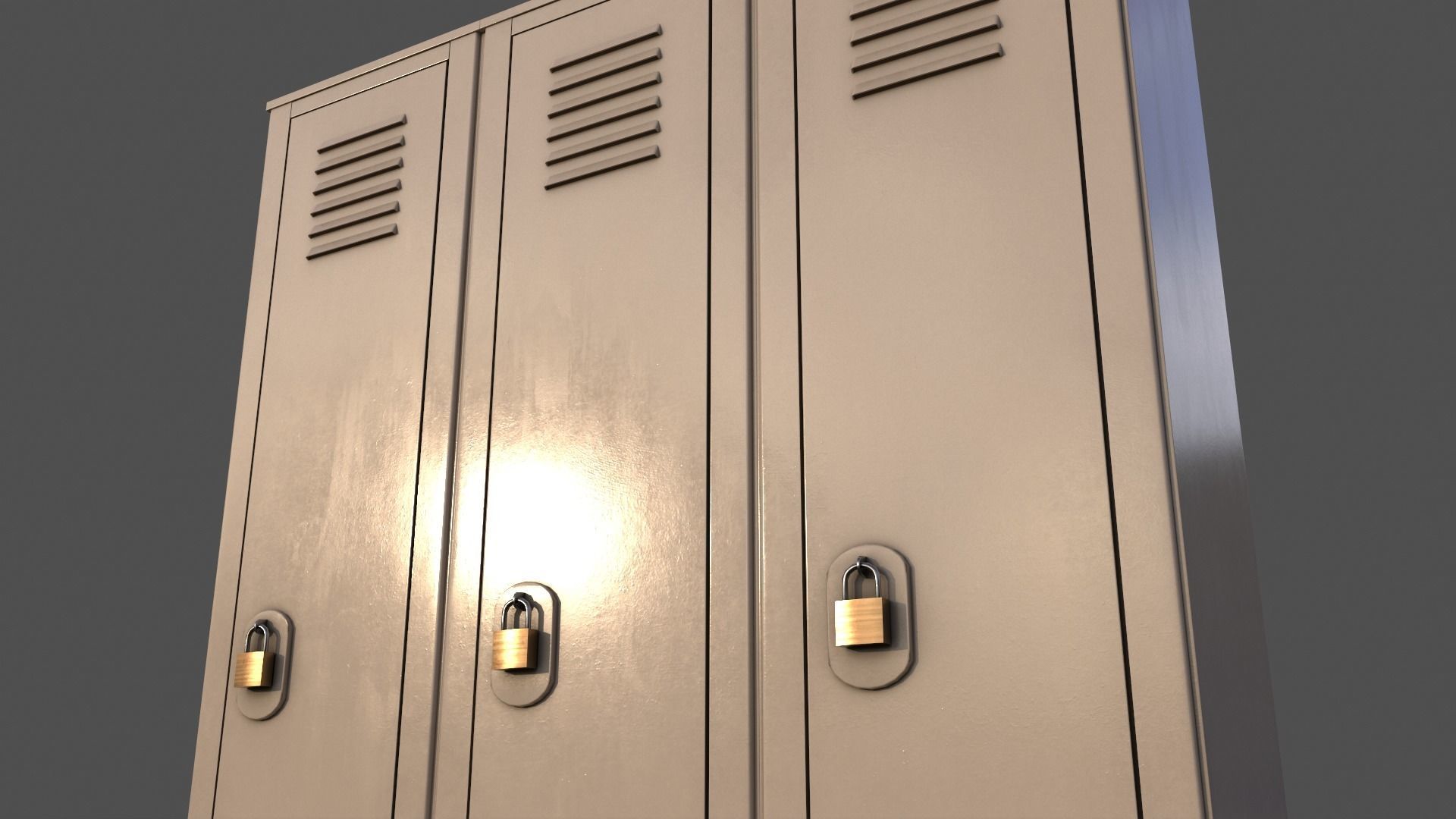 PBR School Gym Locker 01 - White Low-poly 3D model_21