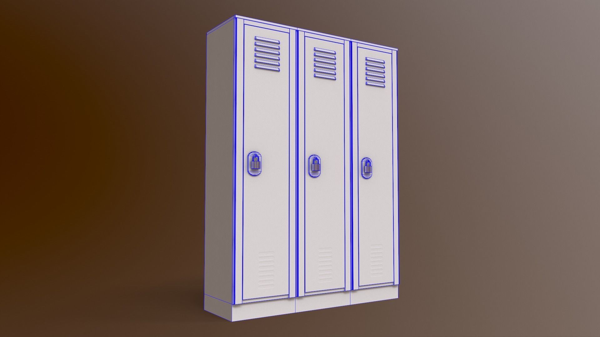 PBR School Gym Locker 01 - White Low-poly 3D model_28
