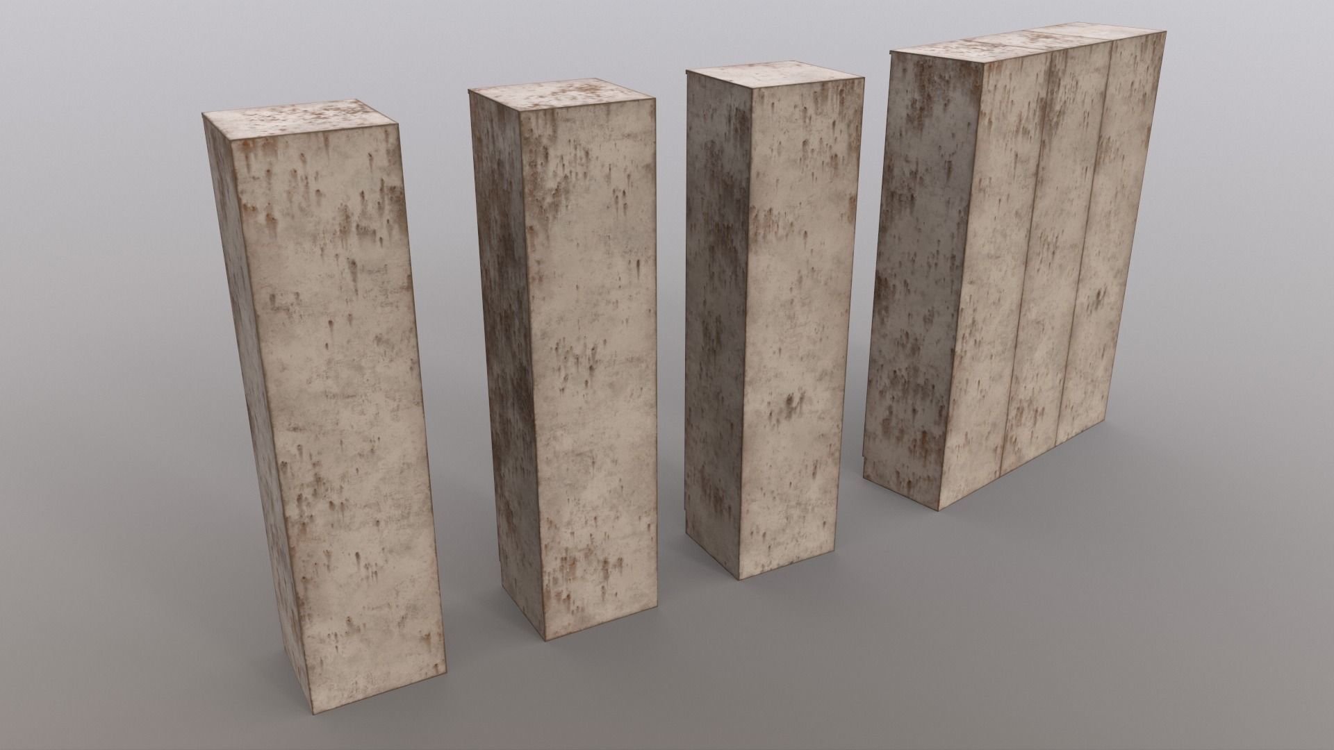 PBR School Gym Locker 01 - White Low-poly 3D model_17