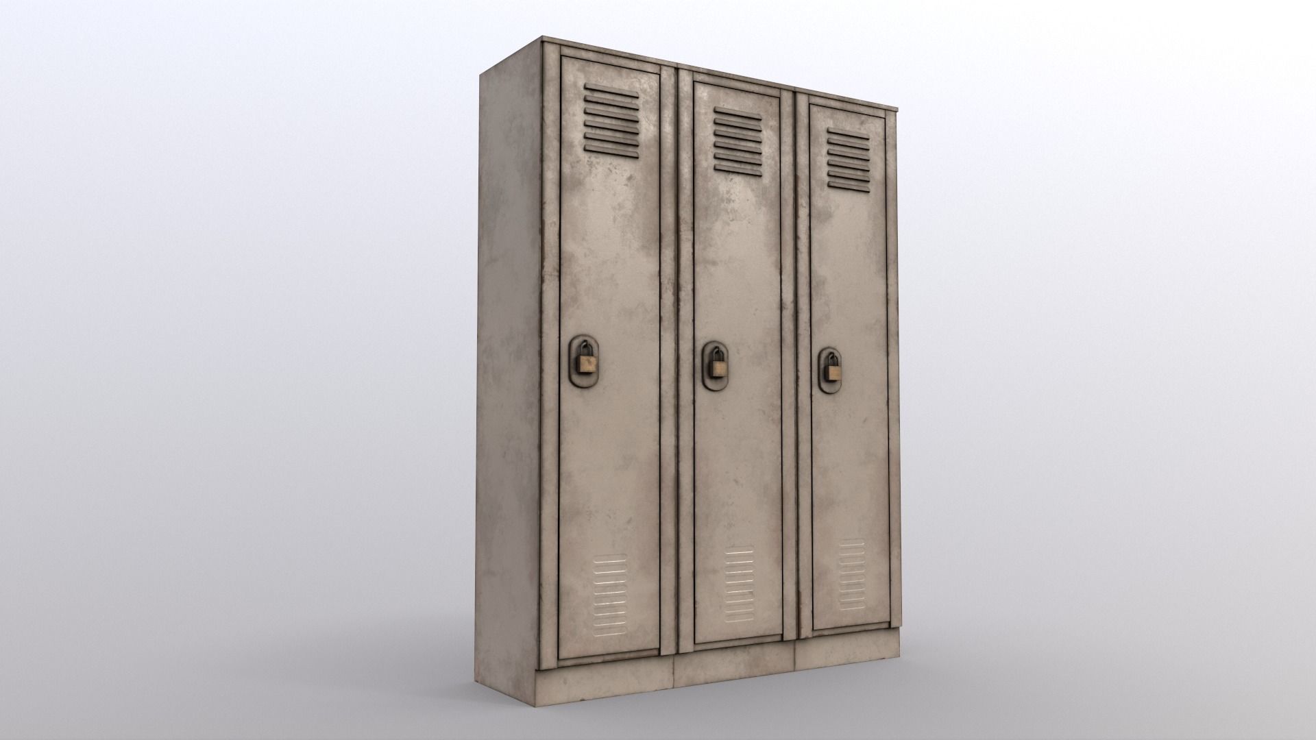 PBR School Gym Locker 01 - White Low-poly 3D model_9
