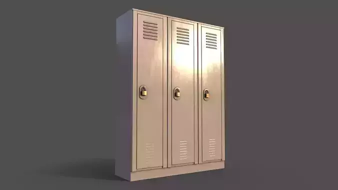 PBR School Gym Locker 01 - White Low-poly 3D model