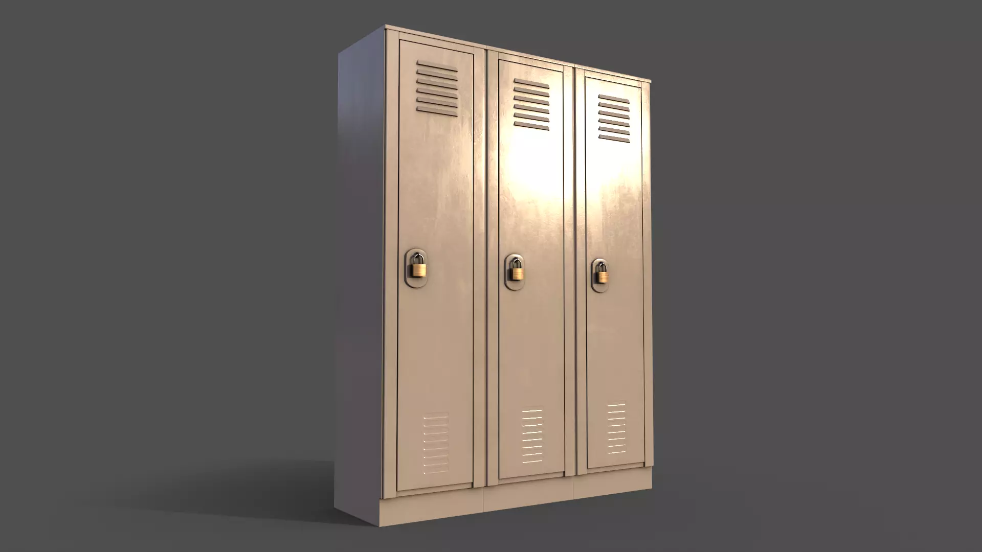 PBR School Gym Locker 01 - White Low-poly 3D model_0