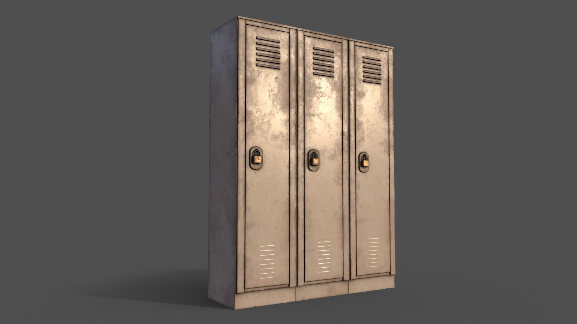 PBR School Gym Locker 01 - White Low-poly 3D model_6