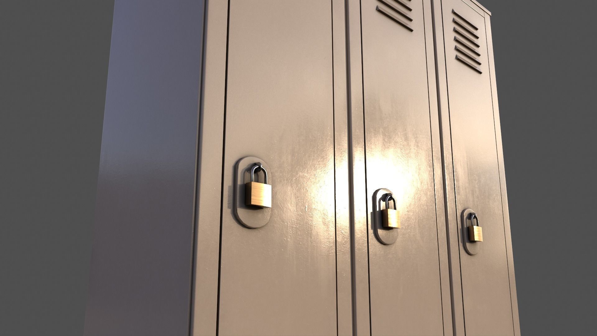 PBR School Gym Locker 01 - White Low-poly 3D model_18