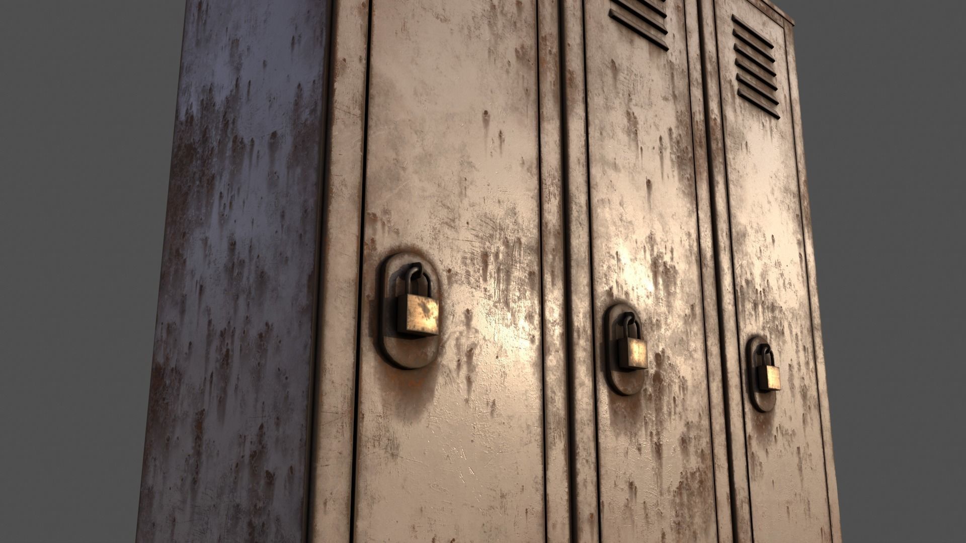 PBR School Gym Locker 01 - White Low-poly 3D model_20