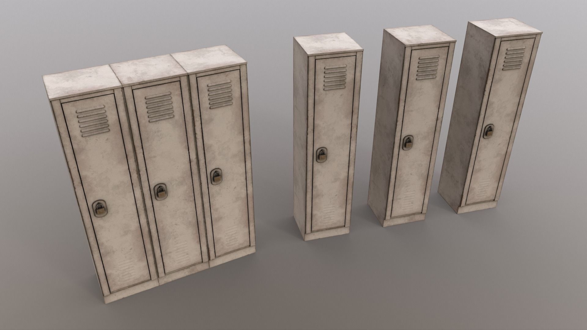 PBR School Gym Locker 01 - White Low-poly 3D model_15