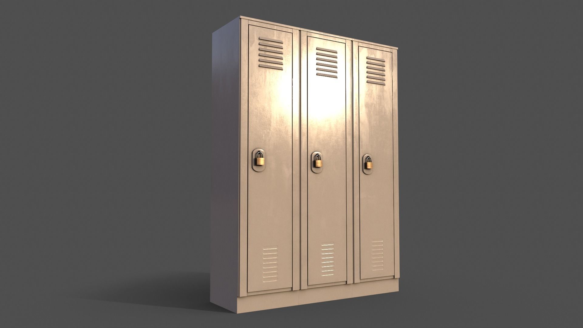 PBR School Gym Locker 01 - White Low-poly 3D model_5