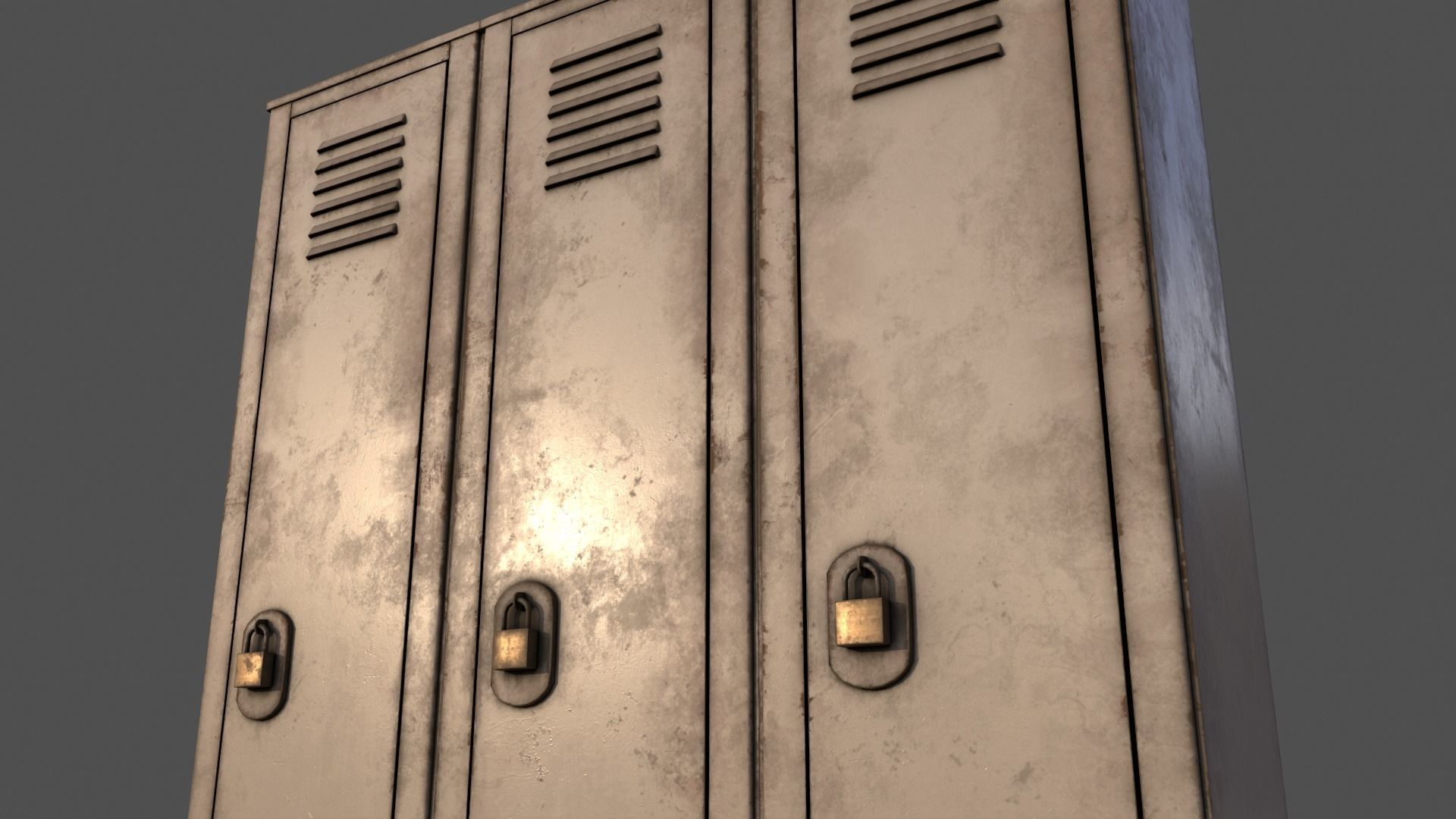 PBR School Gym Locker 01 - White Low-poly 3D model_22