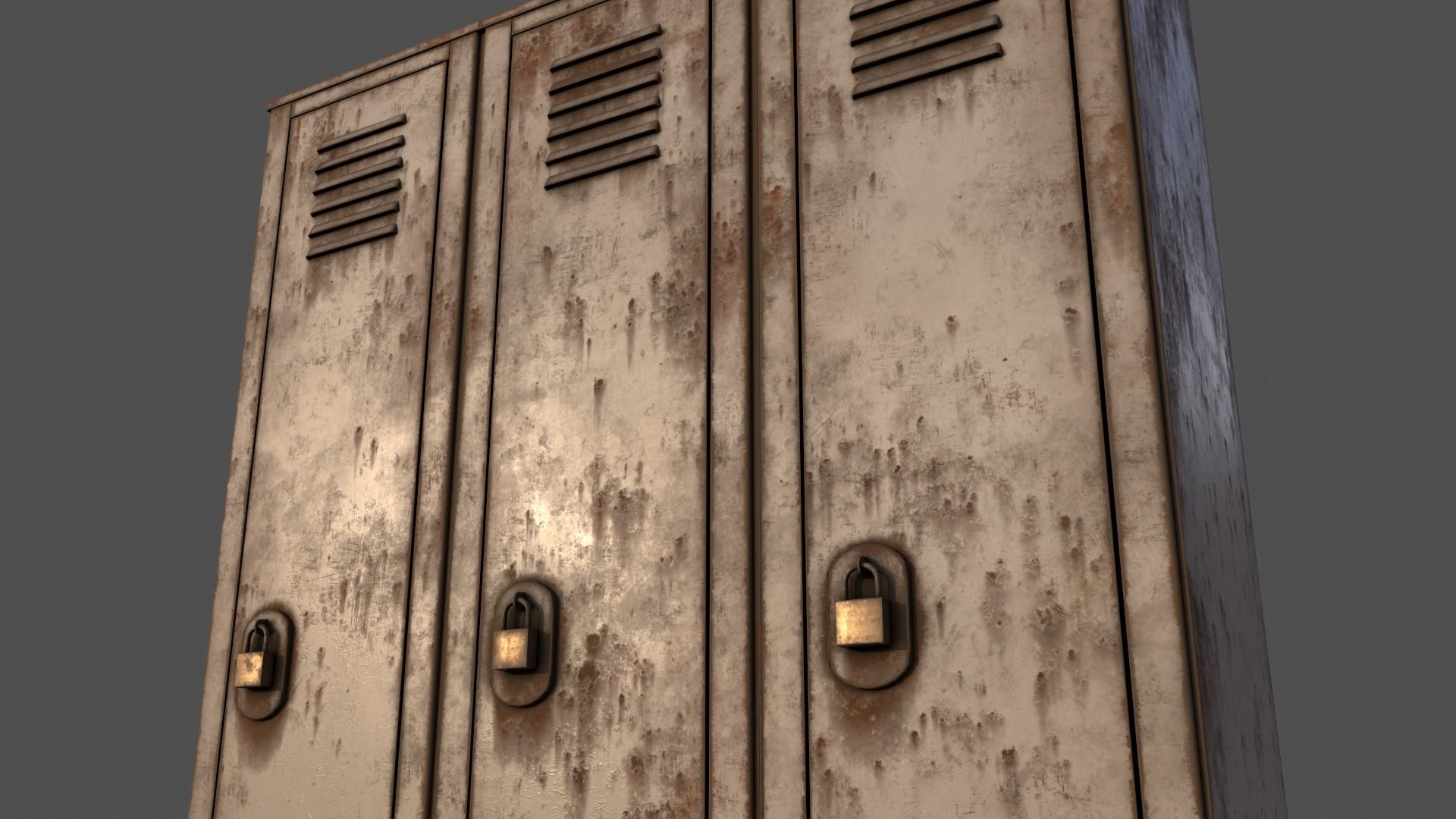 PBR School Gym Locker 01 - White Low-poly 3D model_23