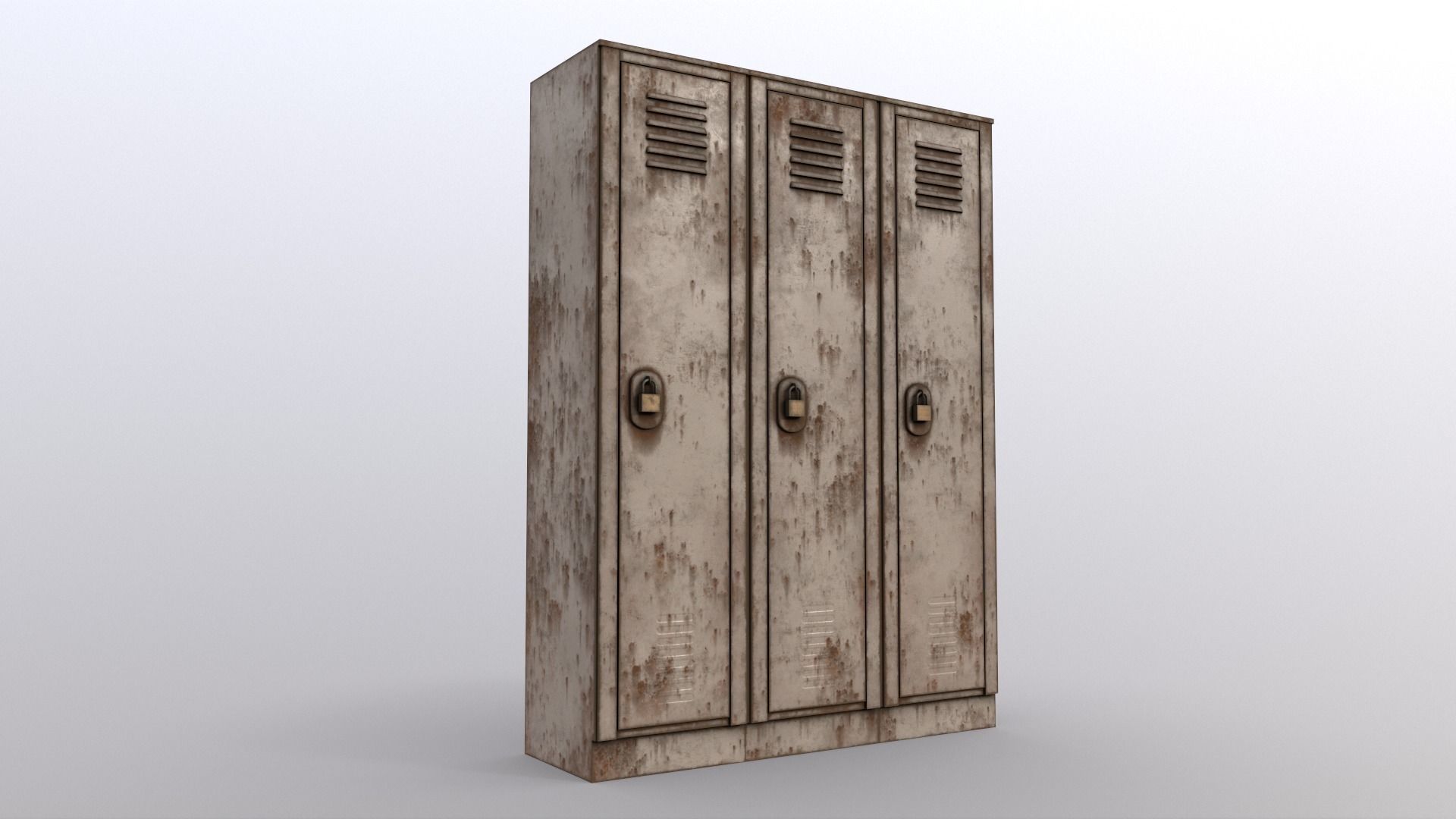 PBR School Gym Locker 01 - White Low-poly 3D model_10