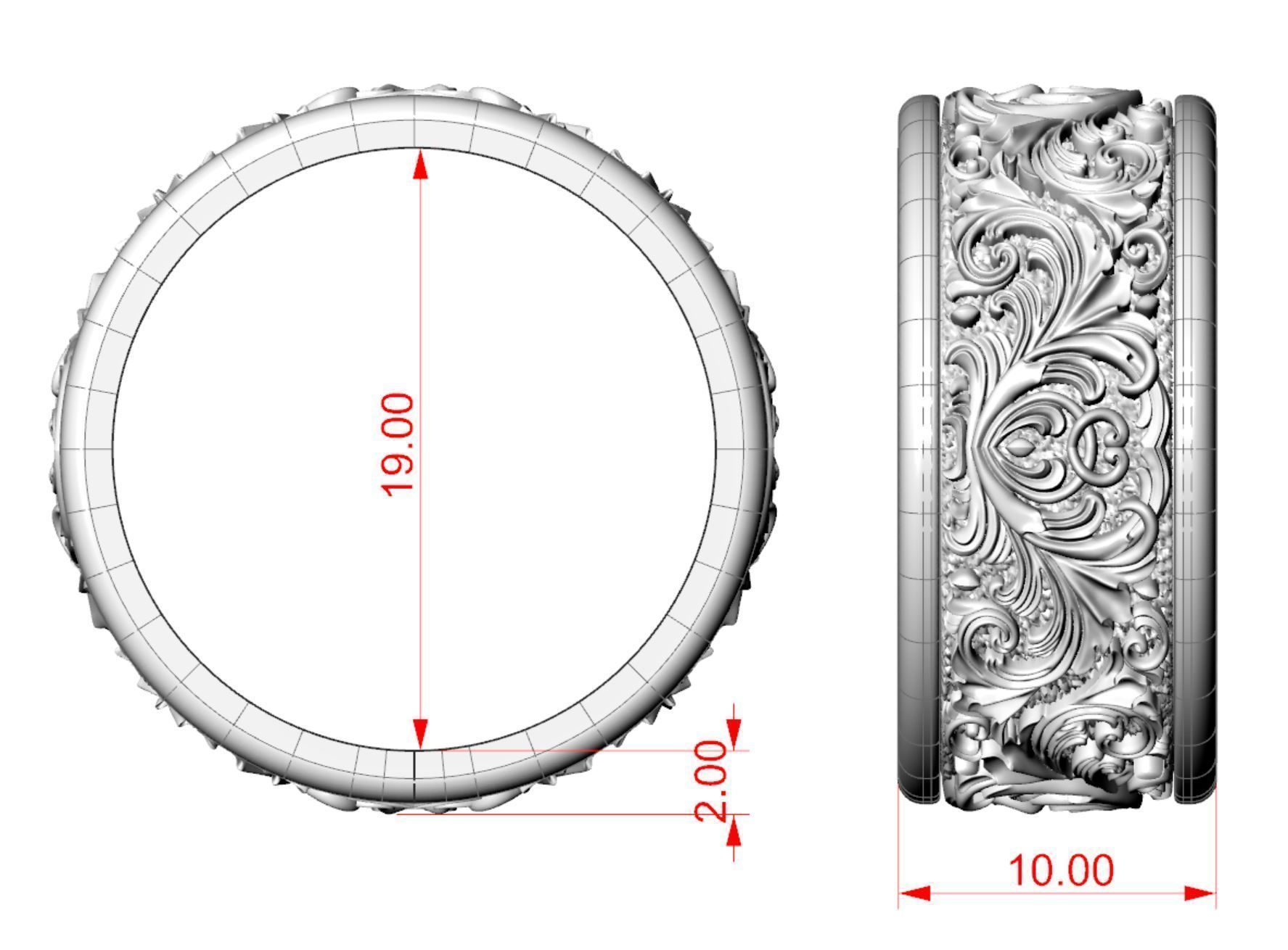 Wedding Ring pattern 3D print model_13