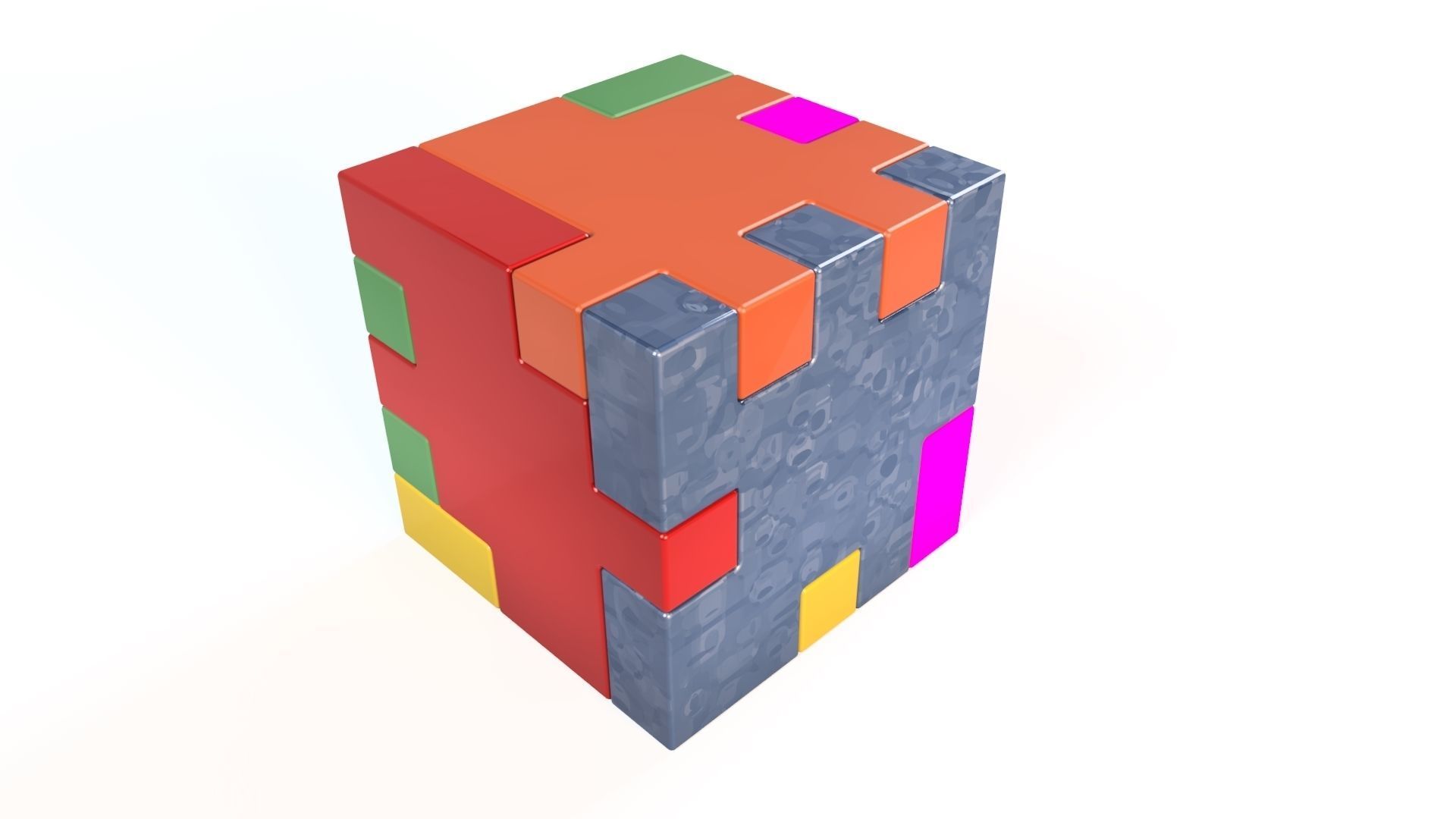 Plastic puzzle cube model 3D model_1