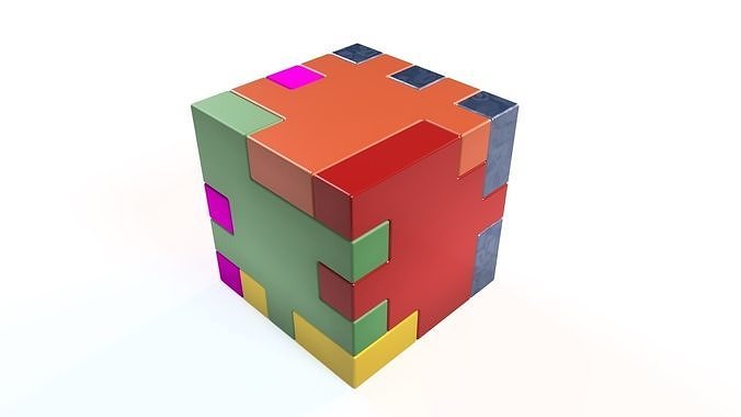 Plastic puzzle cube model 3D model