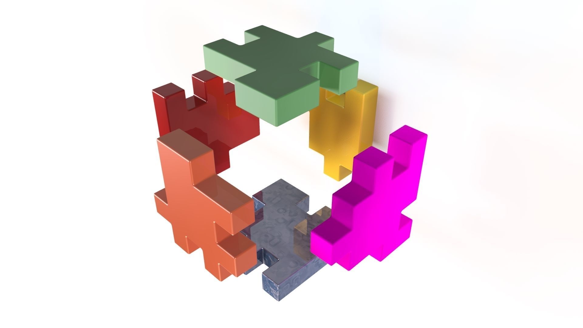 Plastic puzzle cube model 3D model_3