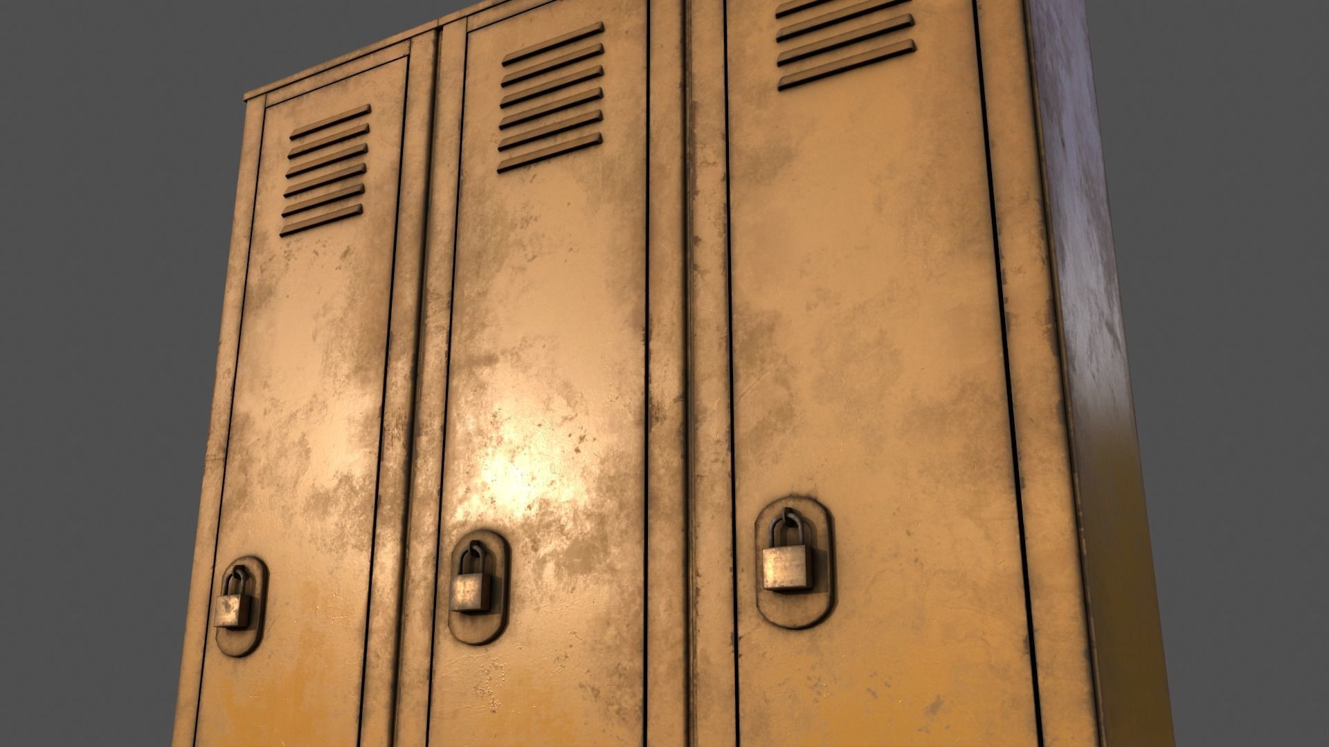PBR School Gym Locker 01 - Yellow Low-poly 3D model_22