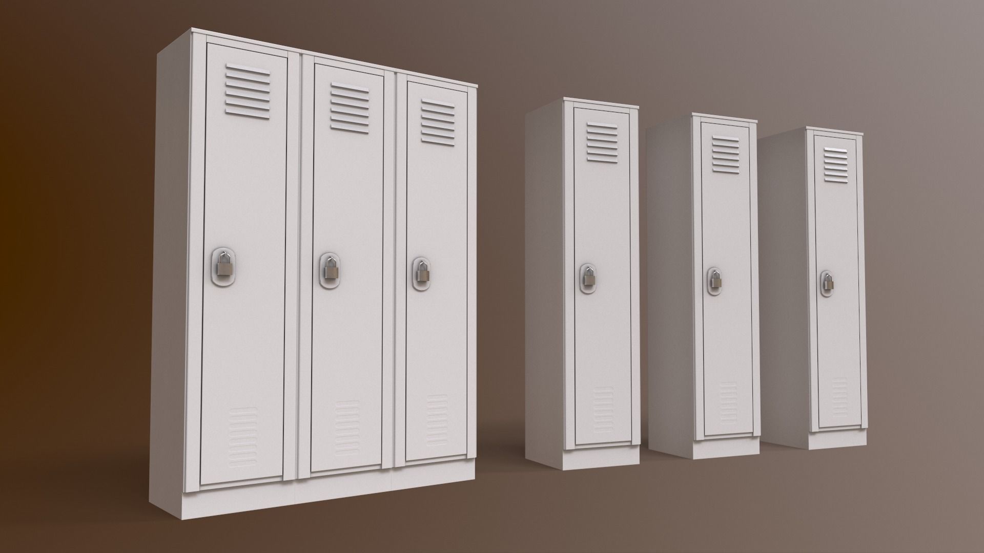 PBR School Gym Locker 01 - Yellow Low-poly 3D model_25