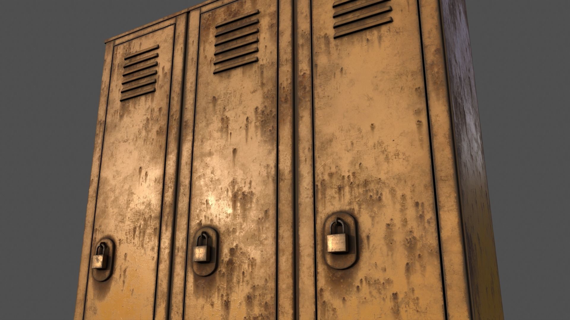PBR School Gym Locker 01 - Yellow Low-poly 3D model_23