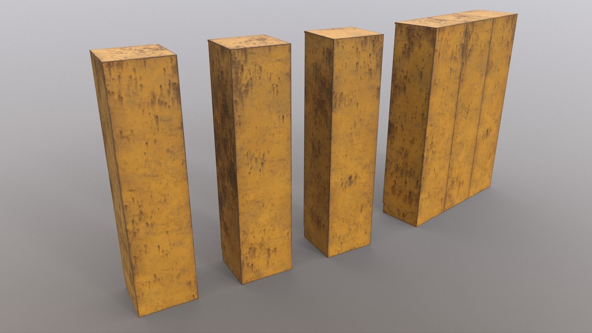 PBR School Gym Locker 01 - Yellow Low-poly 3D model_17