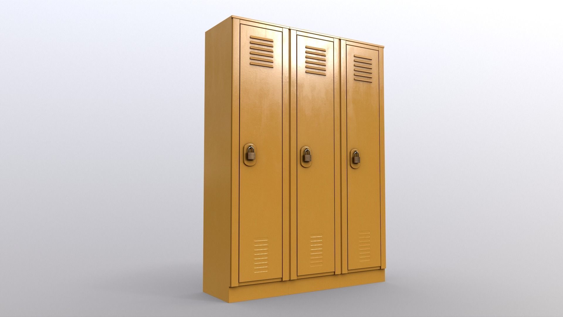 PBR School Gym Locker 01 - Yellow Low-poly 3D model_8